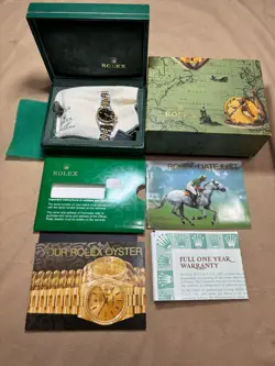 Rolex Datejust 69173 SS & 18k Yellow Gold 26mm Watch Black Dial Box & Papers