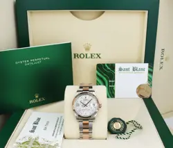ROLEX 31MM 18KT ROSE GOLD & SS DATEJUST SILVER FLORAL DIAMOND 278271 SANT BLANC