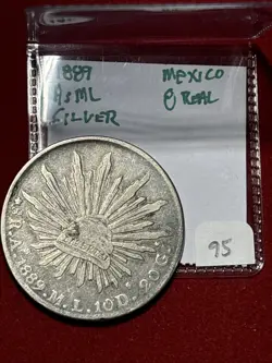 1889 ASML MEXICO SILVER 8 REAL FREE SHIPPING