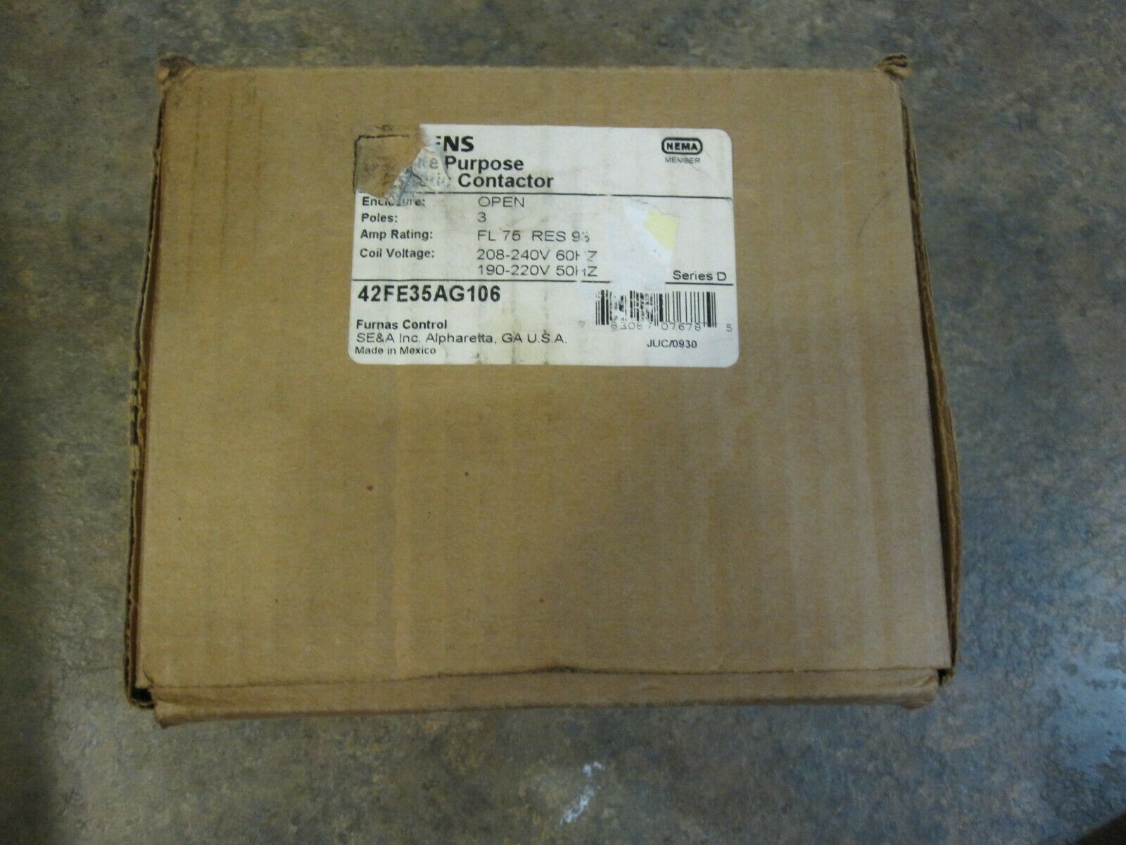 SIEMENS 42FE35AG106 Furnas Definite Purpose Contactor 240/480/600V - NEW