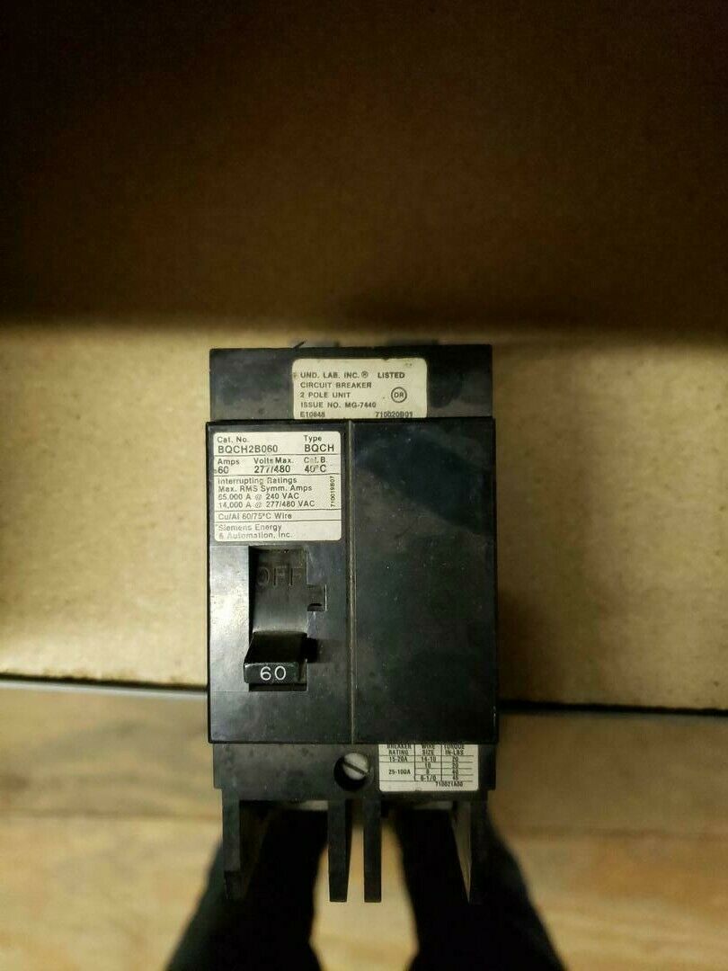 ITE Siemens BQCH2B060 Circuit Breaker 480v 60a 2 Pole