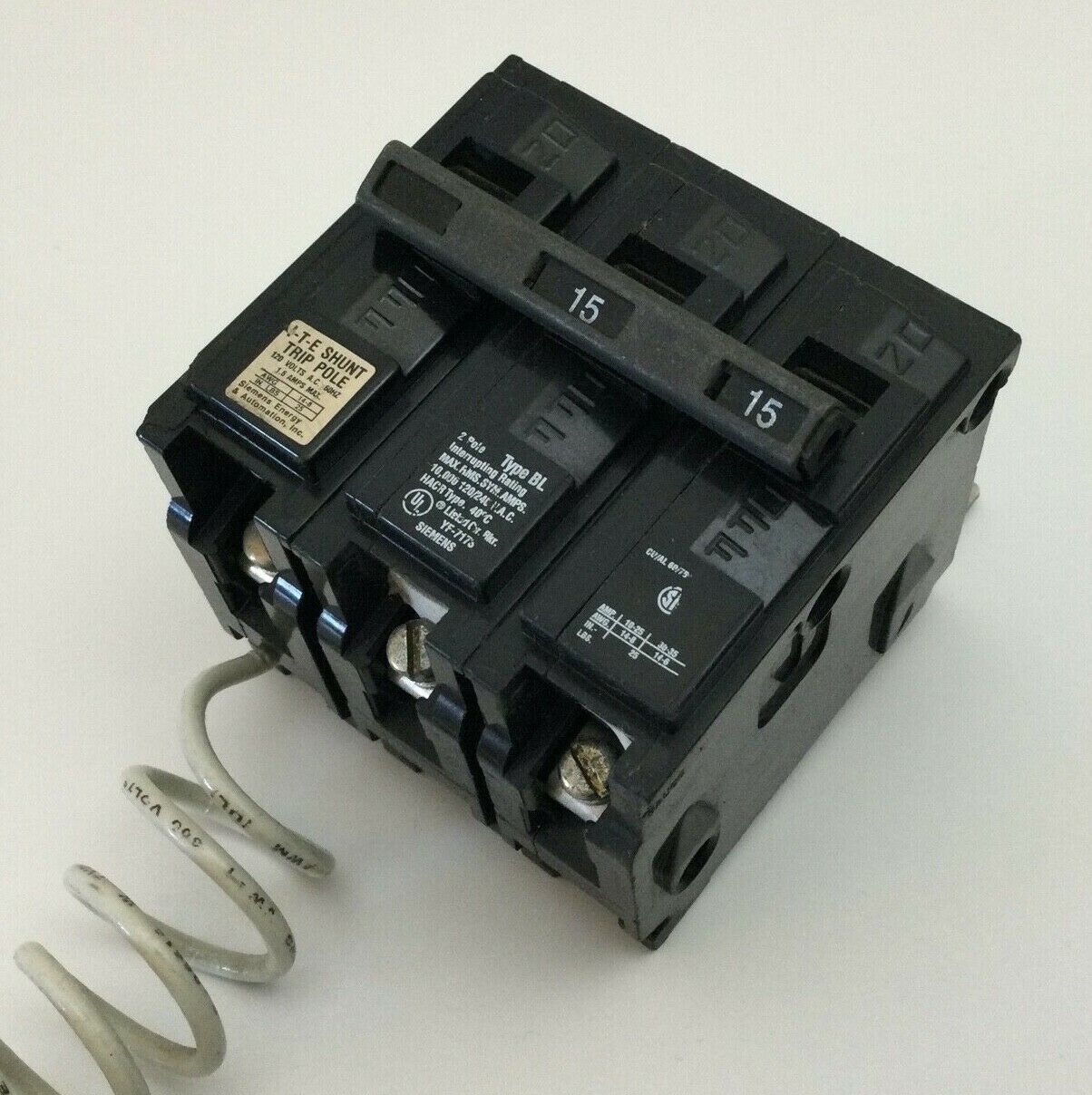 ITE Siemens B21500S01 Type BL Shunt Trip Pole Breaker 15 Amp 