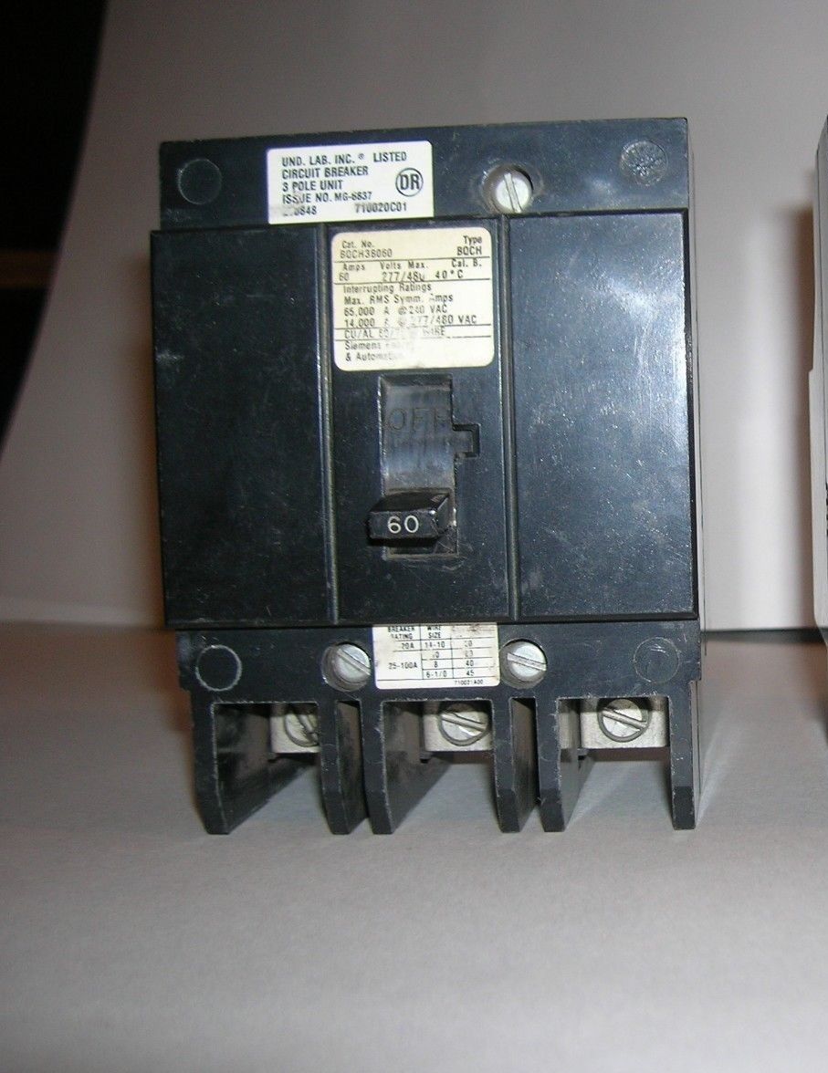 USED Siemens 60 Amp BQCH38060 3 pole Breaker