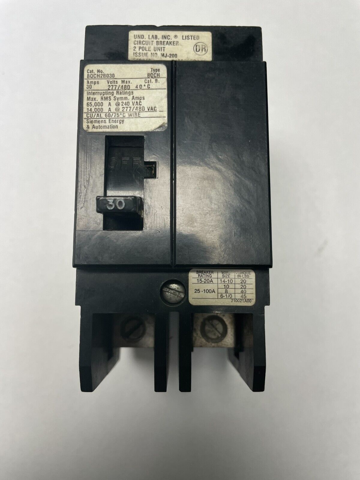 ITE SIEMENS BQCH2B030 CIRCUIT BREAKER 30A 2POLE - BQCH