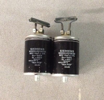 QTY2 Lot Siemens B25834-K6106-K9 MKV 10uF ± 10% 900V Capacitor