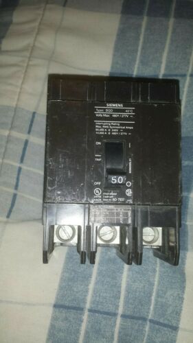 BQD350BP Siemens 3P 50A Circuit Breaker 480 volt bolt on