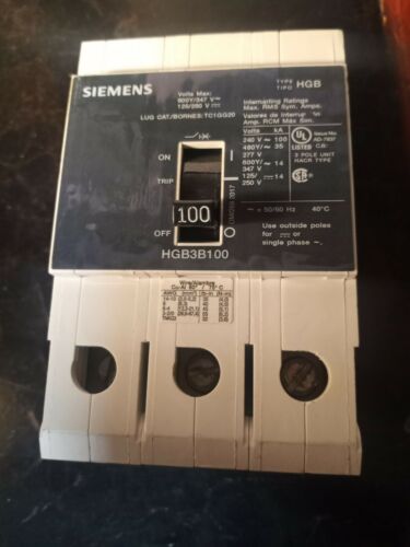 SIEMENS HGB3B100 CIRCUIT BREAKER   3P-100 AMP / 600V  