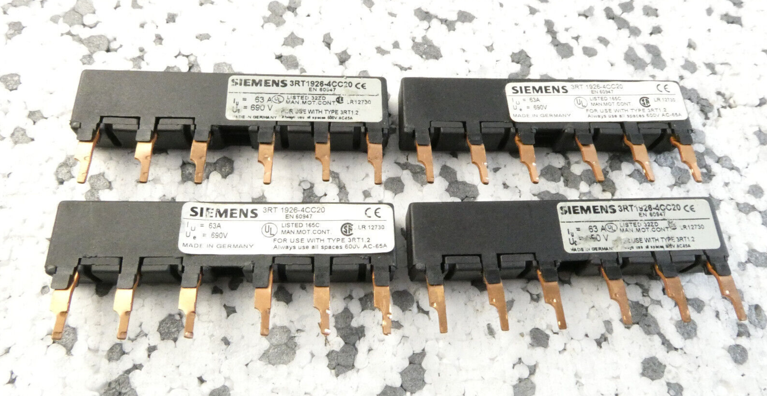 4x SIEMENS 3RT1926-4CC20 (63A 690V) SAMMELSCHIENE - set of 4