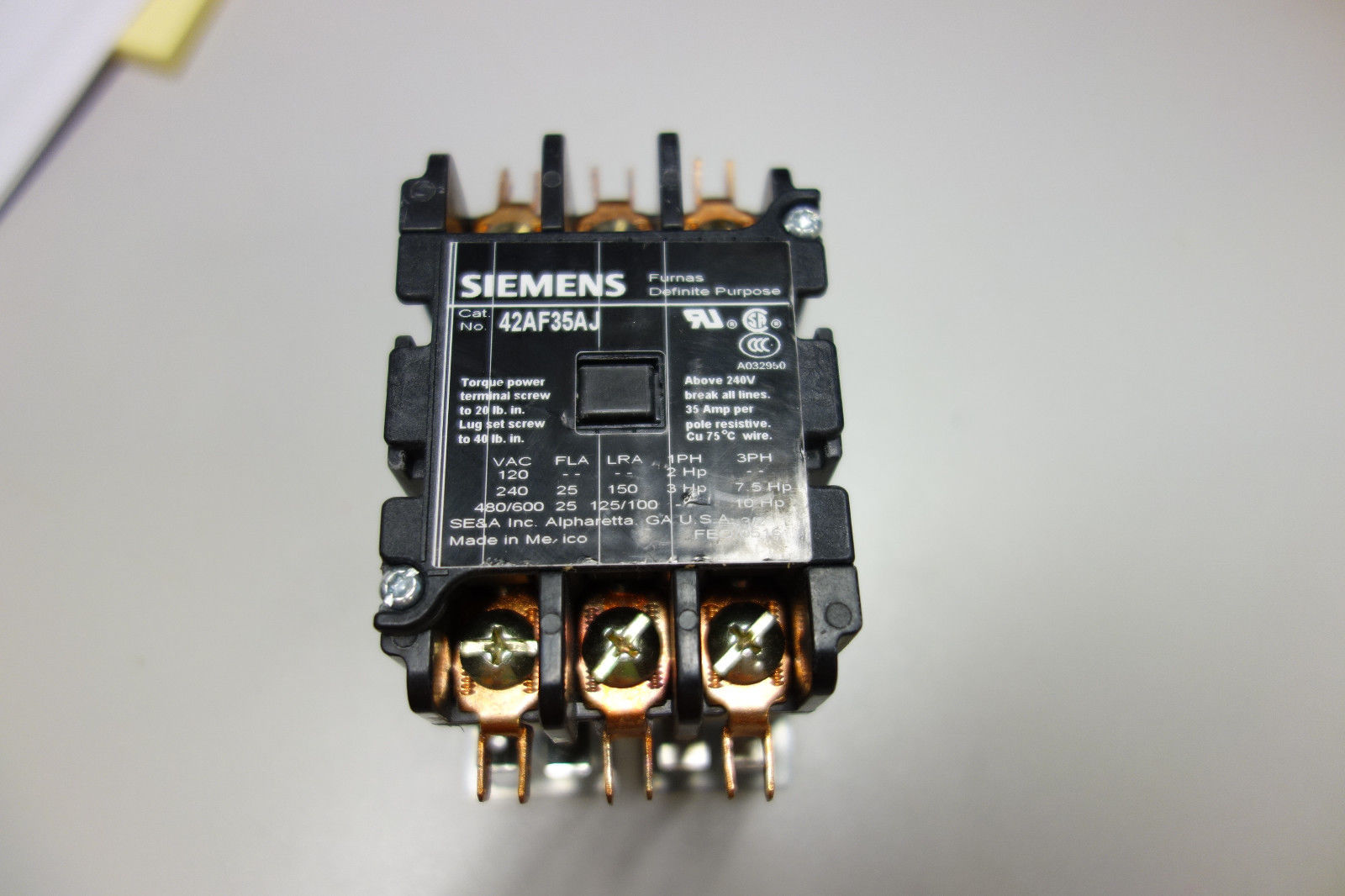 Used Furnas Siemens Definite purpose Contactor 42AF35AJ  25 A amp 600v 7.5 HP