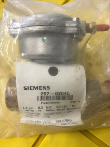 Siemens 257-02045 ANSI Valve 250 3/4&quot; Female by Union Connection 6.3 Cv 3-8 PSI