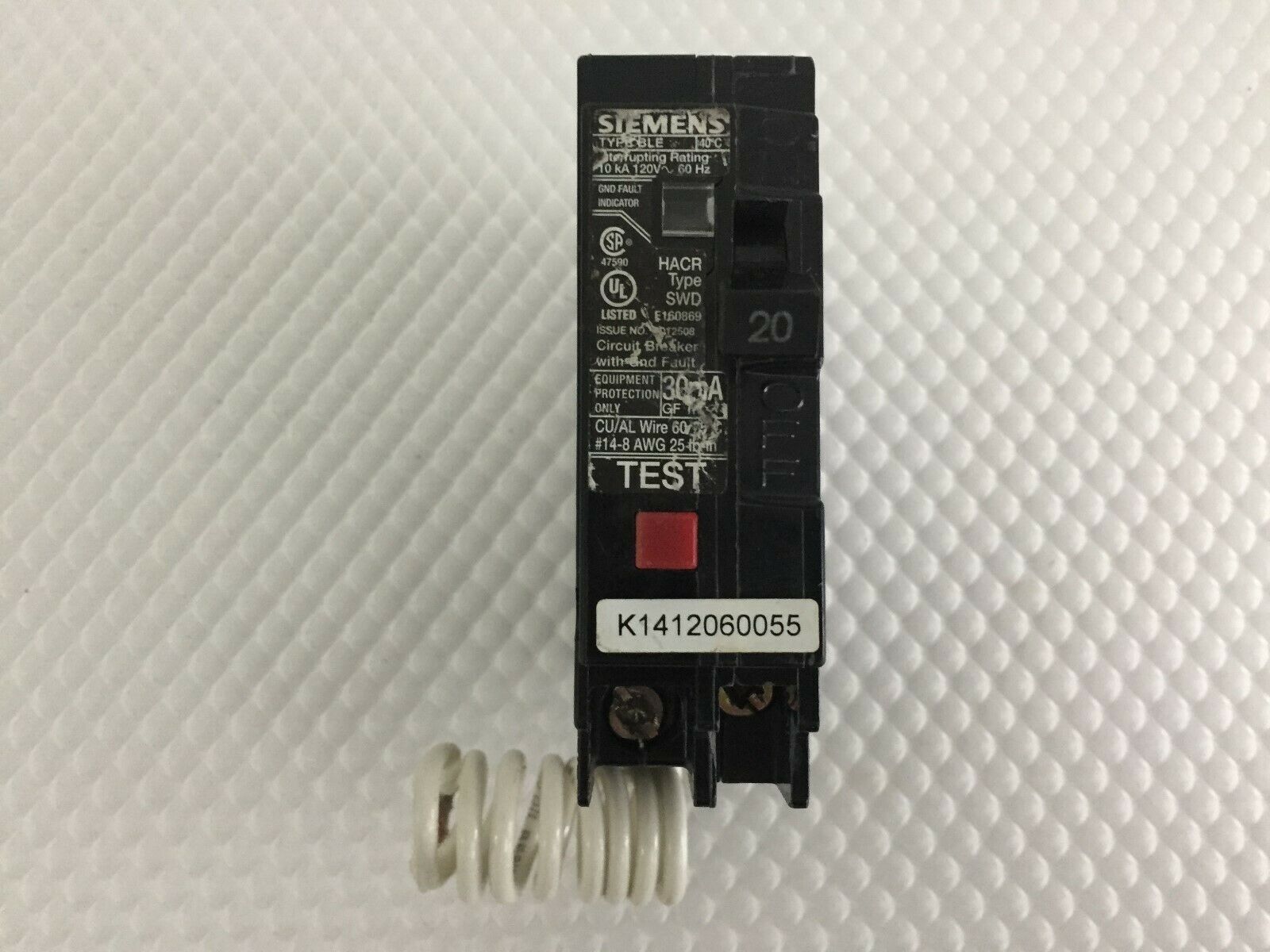 SIEMENS BE120 20 AMP 120 VOLT SINGLE POLE BOLT IN GROUND FAULT BREAKER..5