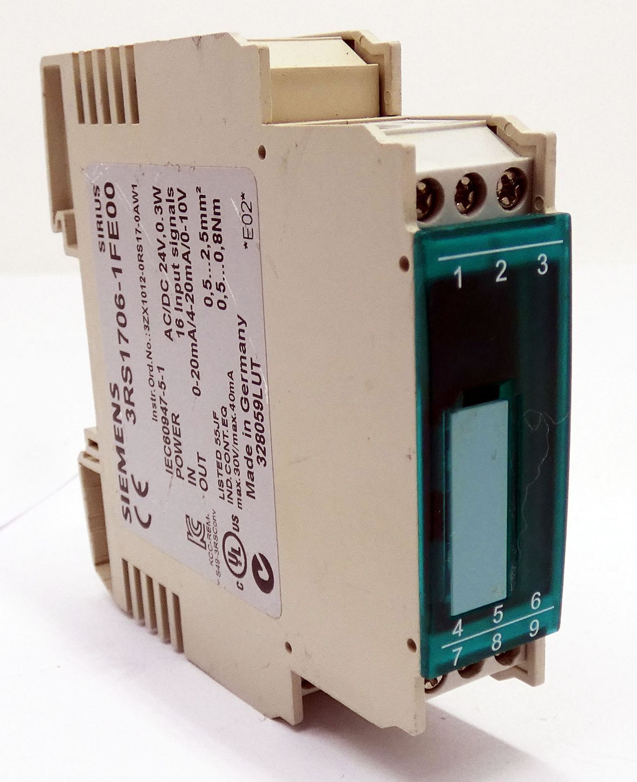 Siemens Sirius 3RS1706-1FE00 3RS1 706-1FE00 E: 02 Signal Konverter -used-