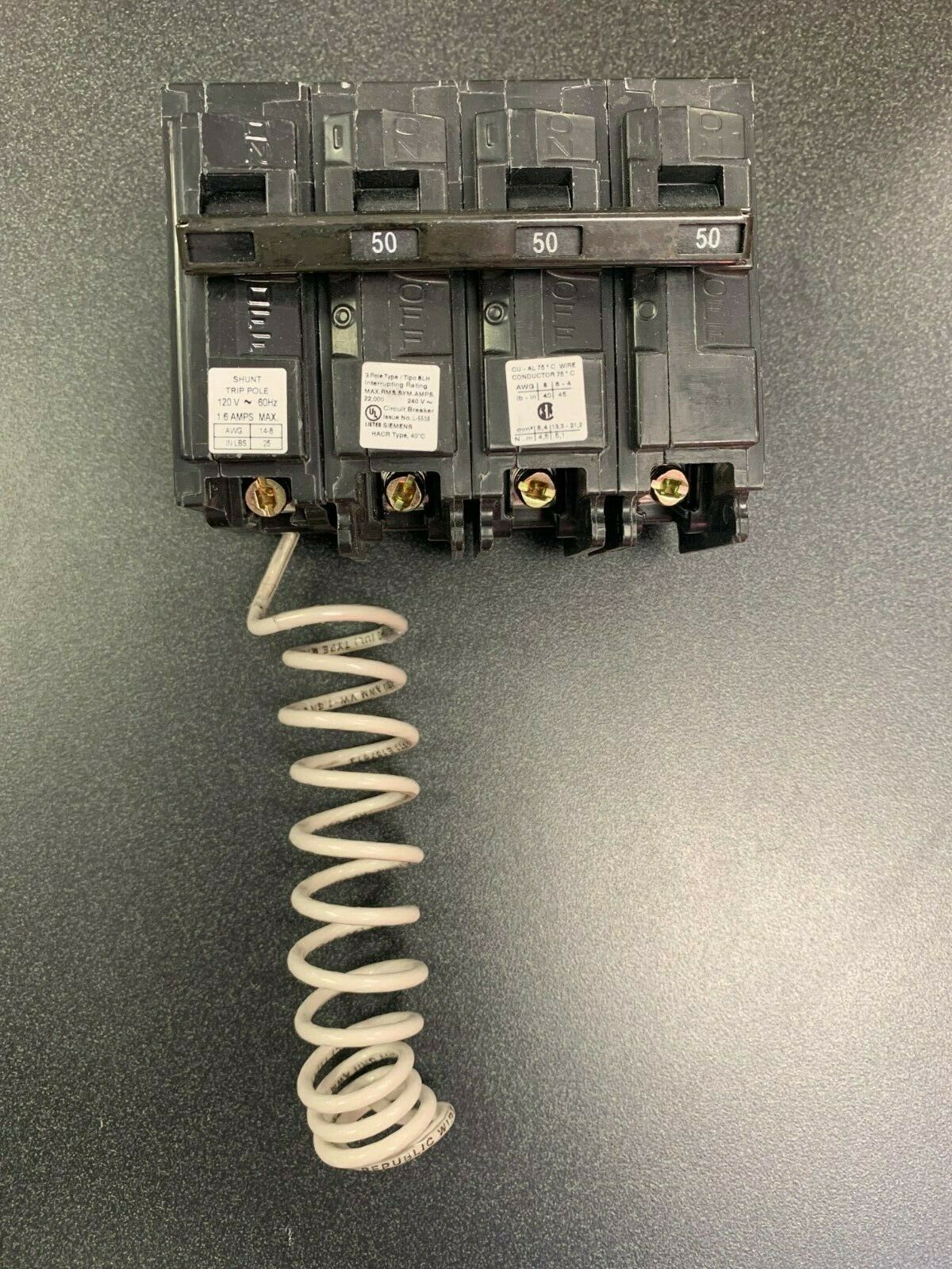 SIEMENS B350H00S01 Shunt Trip[ 50A 3 Pole Circuit Breaker 120/240V