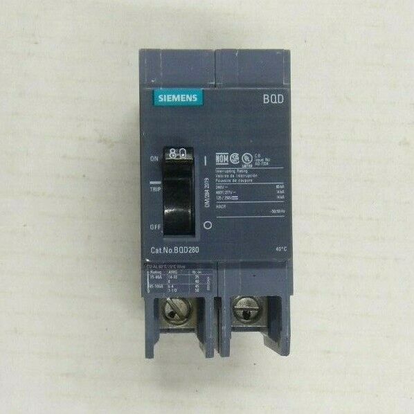 SIEMENS BQD280 Molded Case Circuit Breakers 2 Pole 80 amp 277/480V New Pull Out