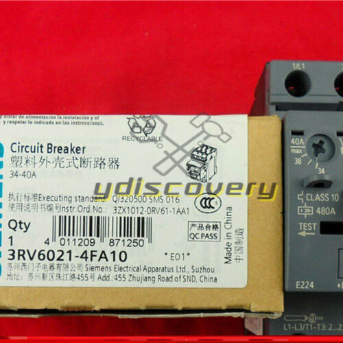 Siemens 1PCS 3RV60214FA10 Circuit Breaker 3RV6021-4FA10 34-40A New in box