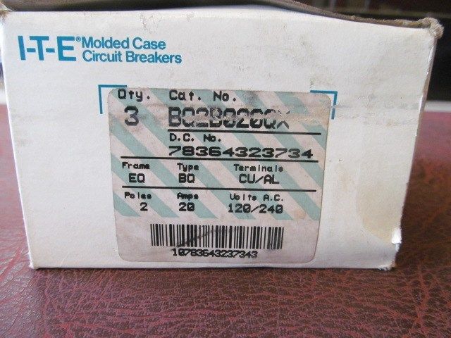 ite circuit breakers 20 amp bq2bo2oqx, 2 Pole, 1 Box =3 Per Box, NOS