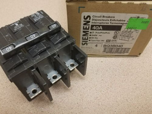NEW BQ3B040L Siemens Circuit Breaker 3 Pole 40 Amp 240V 
