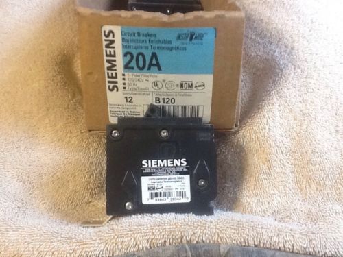 SIEMENS #BL120...single Pole...20 amp...Circuit Breaker....NEW OUT OF BOX