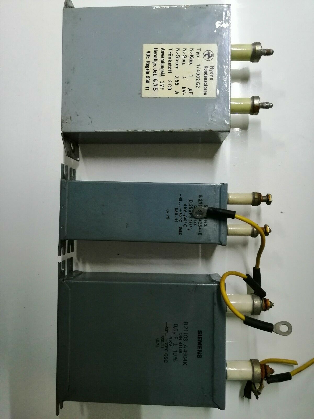 Siemens Vintage Oil Capacitor Audio B21103-A4504K,B21103-B4254-K Lot .3 pieces