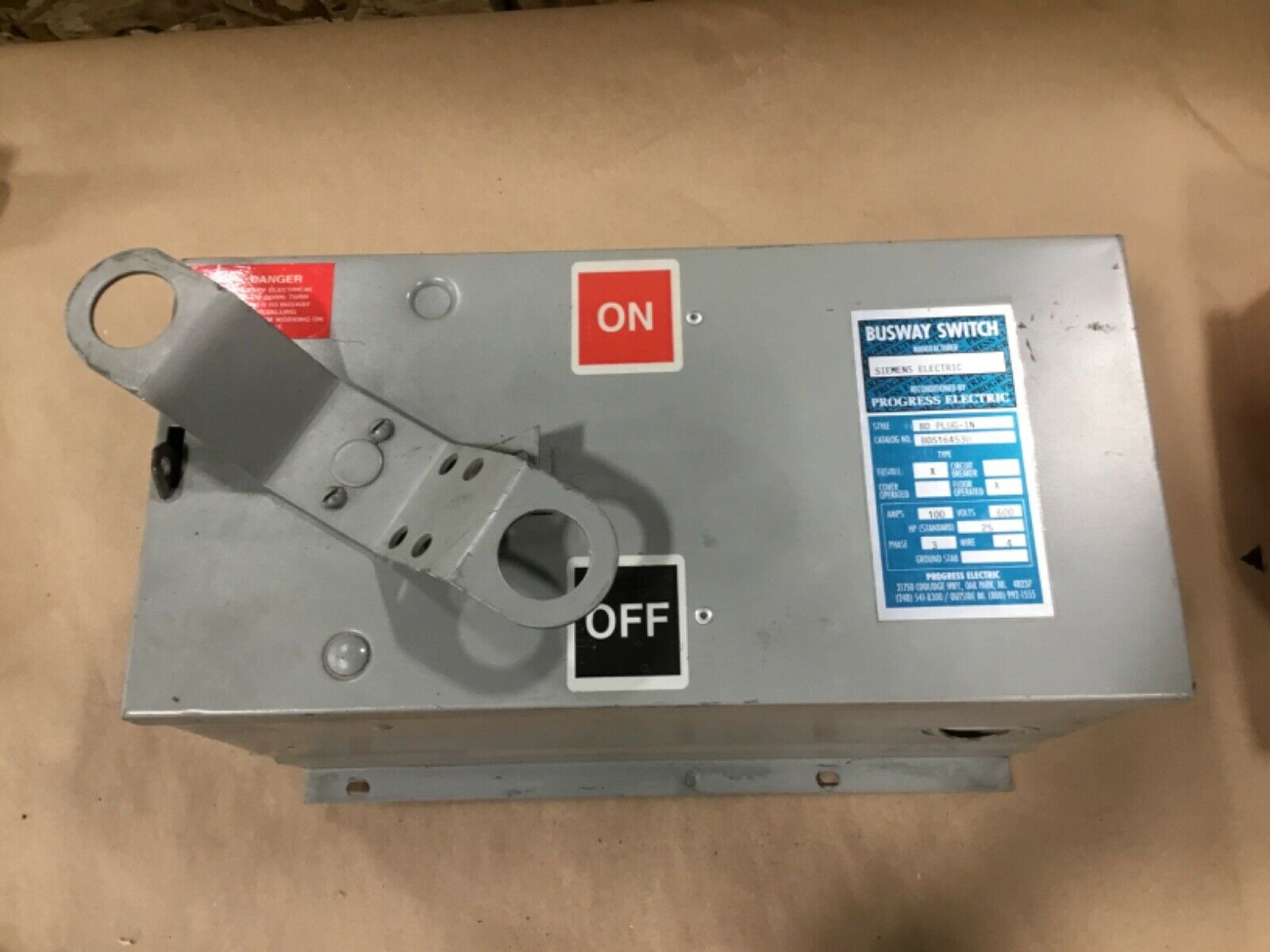 Siemens BOS16453U Busway Switch Buss Plug 100A 600V 3 PH 100 Amp #67B2PR3RM