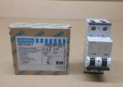 NIB SIEMENS 5SY4 205-7 5SY4205-7 CIRCUIT BREAKER 0,5 AMP 0,5A 2P 400V (22 AVAIL)