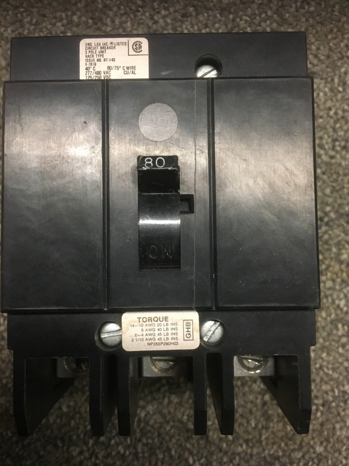 Siemens  BQCH3B080  3pole 80 amp 480v circuit breaker  GOOD USED BREAKER 