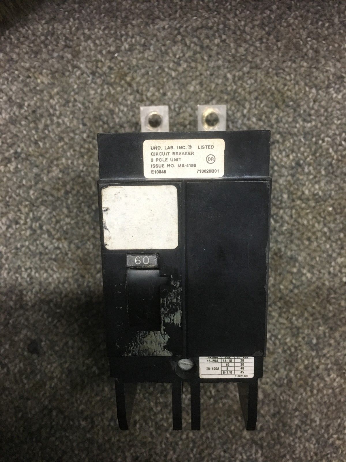 Siemens Type BQCH  Circuit Breaker .BQCH2B060   2-P 60-Amp 480/277 Volts