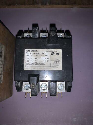 NEW SIEMENS  42FE35AG106 DEFINITE PURPOSE CONTACTOR 75A 3P 208/240v Coil $114