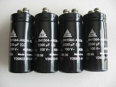 QTY. 4, S + M SIEMENS MATSUSHITA,  B41564-A9228-Q, 100V, 2200uF  CAPACITORS