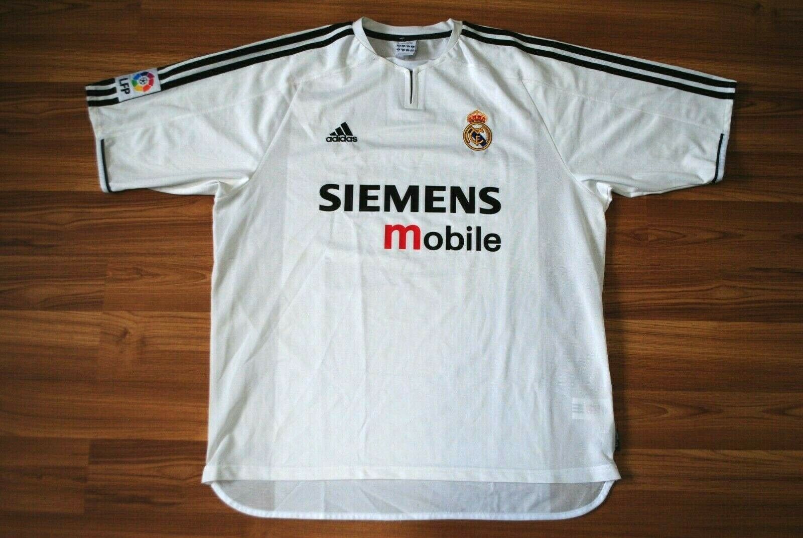 SIZE XL ADIDAS REAL MADRID 2003-2004 SHIRT JERSEY VINTAGE SIEMENS WHITE COLOR 