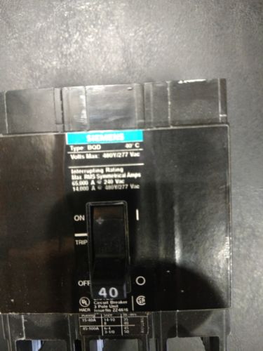 BRAND NEW  ITE/Siemens-Type BQD   BQD340  3Pole 40Amp 480Voltage Rating Bolt-On