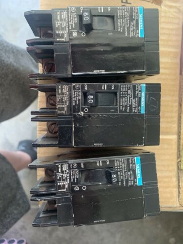 SIEMENS BQD280 Molded Case Circuit Breakers 2 Pole 80 amp 277/480V New Pull Out