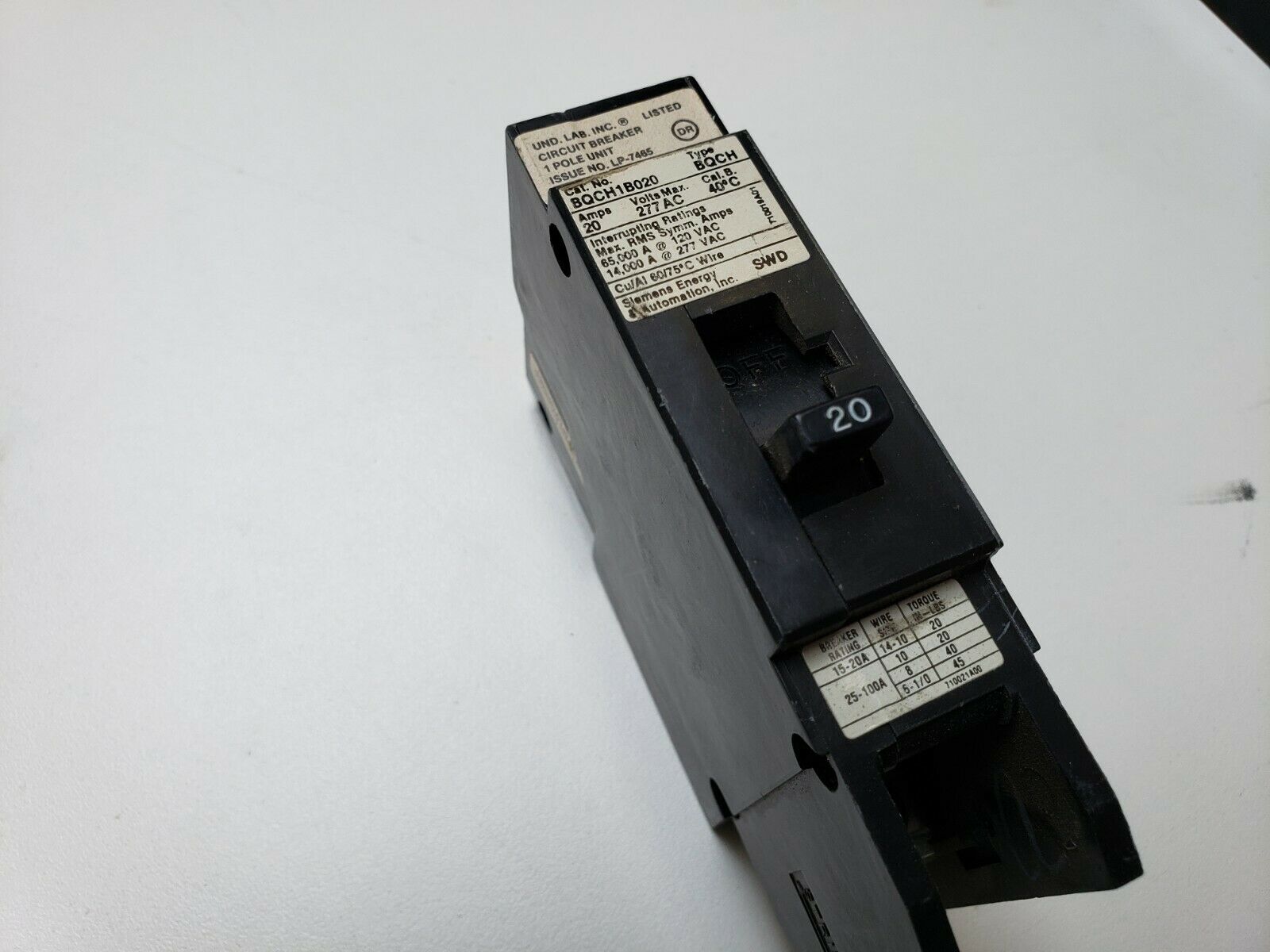 Siemens BQCG1B020 Circuit Breaker