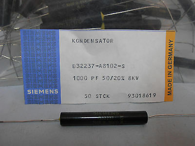 4 pcs SIEMENS MKT 8Kv 1000pF B32237-A8102-S CAPACITORS Germany NOS