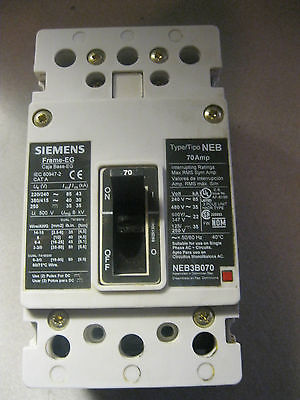 SIEMENS ITE NEB3B070 3 POLE 480 VOLTS 70 AMPS CIRCUIT BREAKER