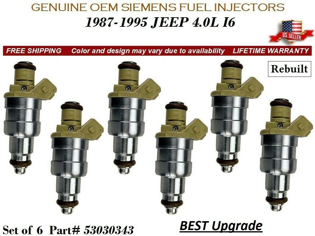 6 BEST Upg. Fuel Injectors OEM SIEMENS for 1993-1995 Grand Cherokee 4.0L I6