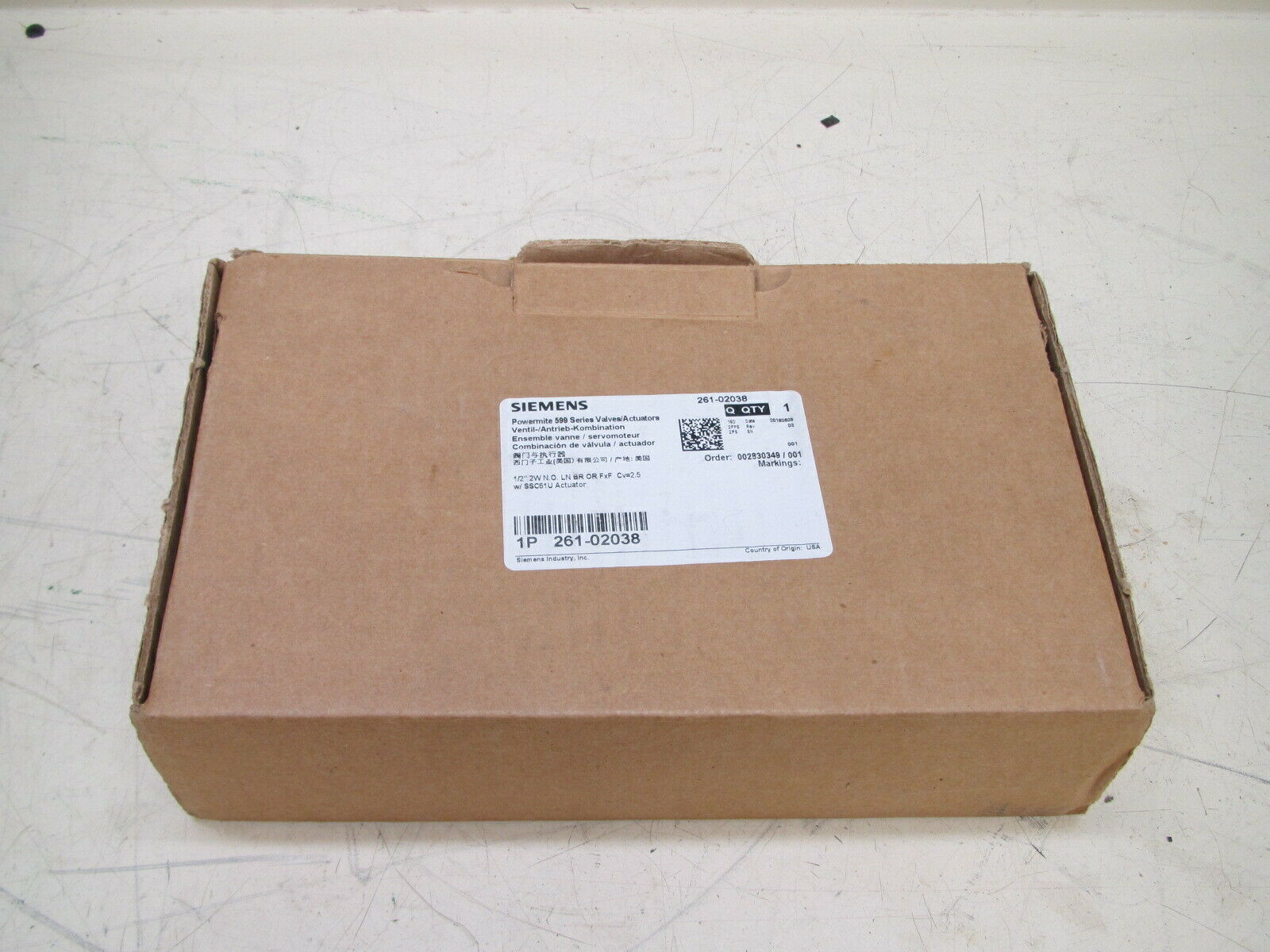 Siemens 261-02038 / SSC61U / 599-02038 Powermite 1/2&quot; Valve &amp; Actuator Assembly 