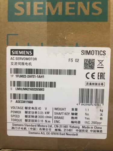 New Siemens 1FL6 022-2AF21-1AH1 1FL6022-2AF21-1AH1 Expedited Shipping