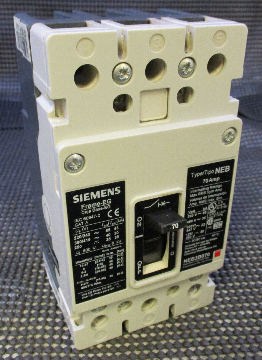 SIEMENS NEB3B070 3-P 70A 600V CIRCUIT BREAKER NEB *SAMEDAY SHIP*