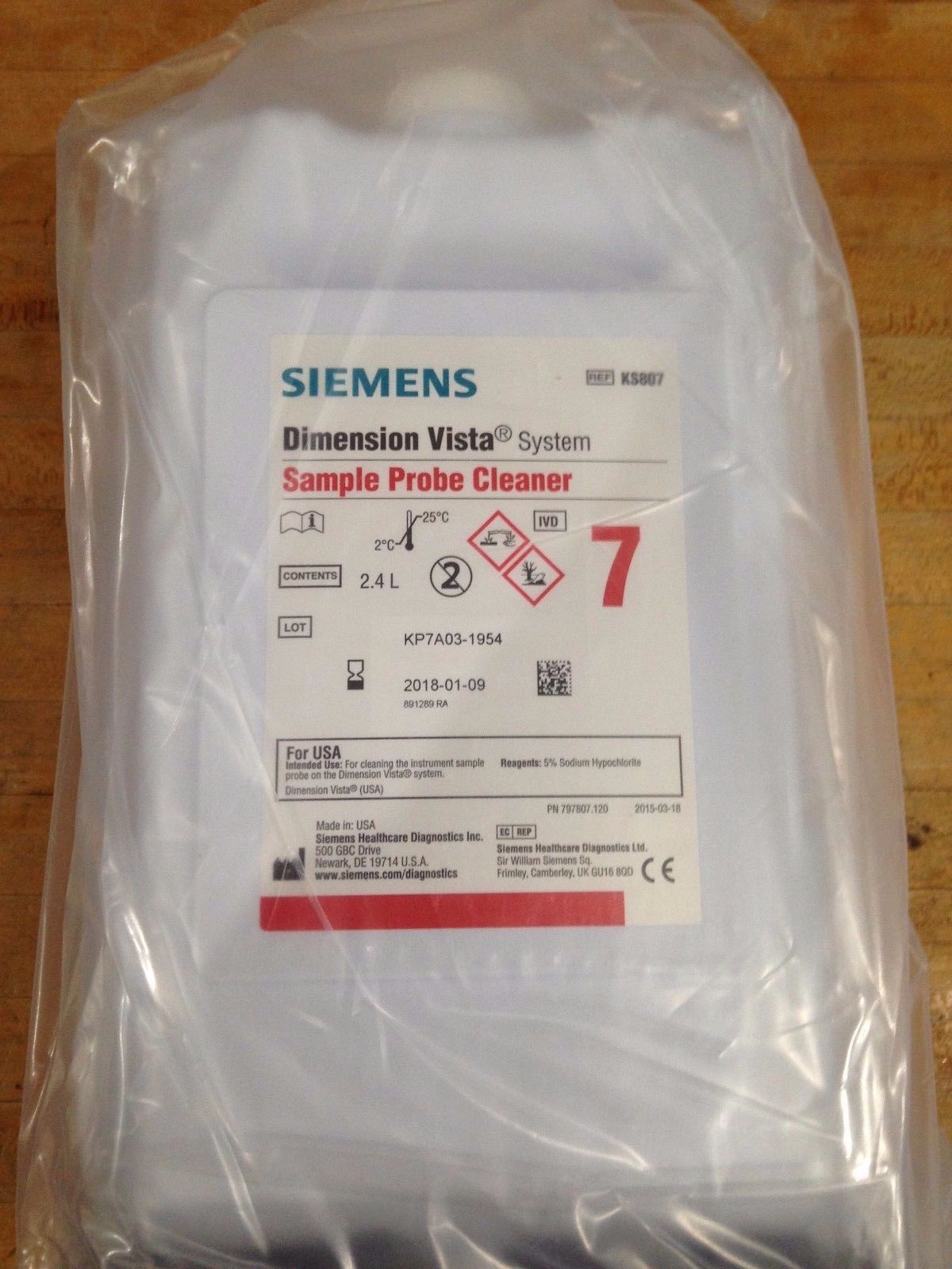 Siemens Dimension Vista System Sample Probe Cleaner REF KS807 SMN 10445209, 2 1g