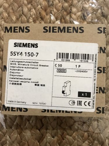 Siemens 1P IEC Supplementary Protector 50A 277VAC, 5SY41507