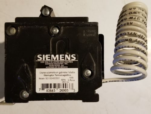 Siemens 3P Shunt Trip Bolt On Circuit Breaker 60A 240VAC, BQ3B060H00S01