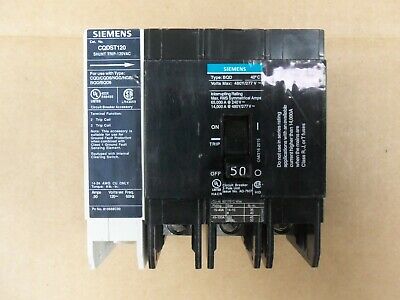 NEW Siemens BQD BQD35000S01 3 Pole 50 Amp 480v Circuit Breaker With 120V Shunt