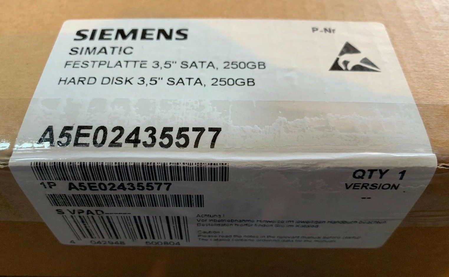 Siemens Simatic 250 GB Hard Disk Drive SATA 3.5 inch a5e02435577