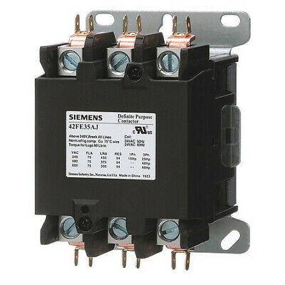 SIEMENS 42FE35AL Definite Purpose Contactor,3 Pole,75A,