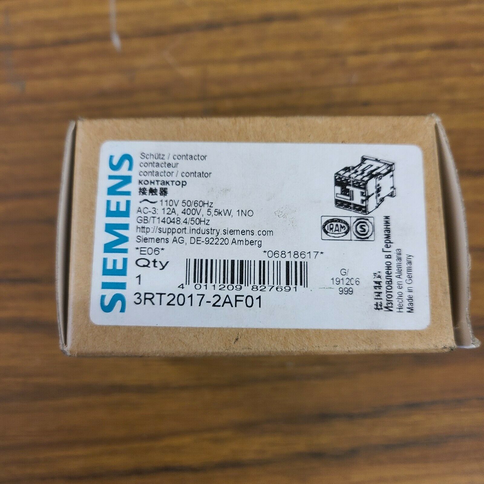 Siemens 3RT2017-2AF01 Protective Contactor 110V 