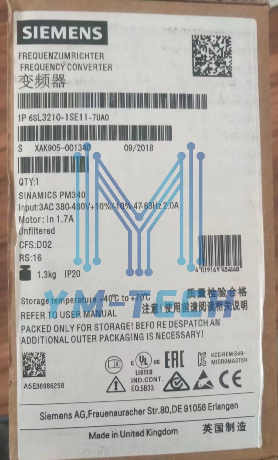 1PCS New Siemens 6SL3 210-1SE11-7UA0 6SL3210-1SE11-7UA0 Expedited Shipping