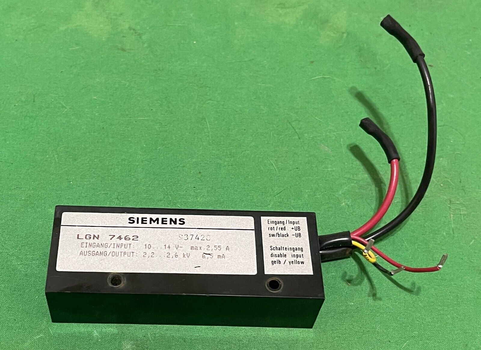 #4300) SIEMENS LGN 7462  LASER Power Supply Module 2.2-2.6KV,$100