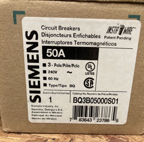 SIEMENS, BQ3B05000S01, 3P, 50A, 120VAC SHUNT, BRAND NEW!