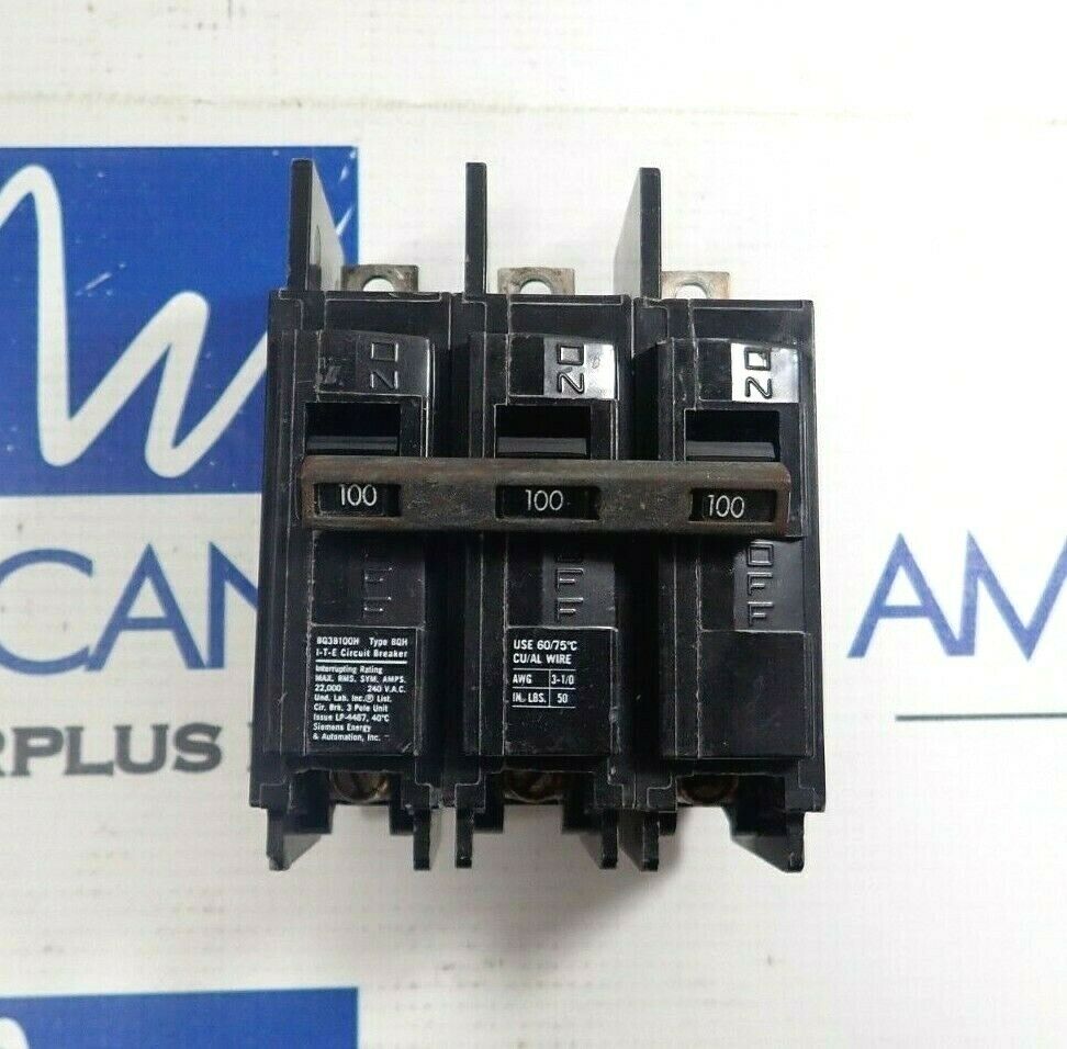 ITE SIEMENS BQ3B100H 22kA 3 POLE CIRCUIT BREAKER 100A 240V